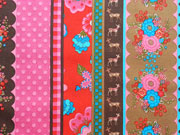Baumwolle Popelin Stenzo Bord�re Rehe & Blumen, braun
