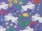 Baumwollstoff Hasen Bienen Blumen Hamburger Liebe, blaulila