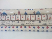 RESTST�CK 76 CM Dekostoff Stars Sterne, natur/rot/blau