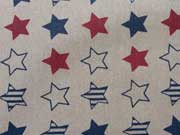 RESTST�CK 76 CM Dekostoff Stars Sterne, natur/rot/blau