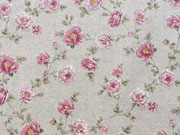 Leinenlook Dekostoff kleine Rosen, natur