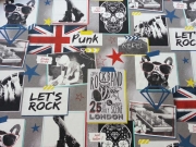 Dekostoff Rockband/Lets Rock-weiss/bunt