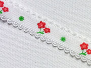 elastisches Band mit Bl�mchen-weiss/rot/gr�n