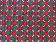 Feincord Gittermuster Rauten, rot auf dunkelgrau