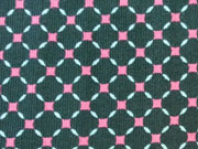 Feincord Gittermuster Rauten, pink auf dunkelgr�n