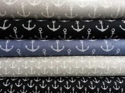 RESTST�CK 24 cm Sweatstoff French Terry mittlerer Anker, weiss grau melange