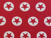 French Terry Stern im Kreis 3,2cm - weiss/rot