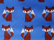 Baumwollstoff F�chse - braun auf himmelblau