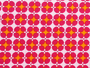 Baumwolle Grannys Tiles - rot/orange auf rosa