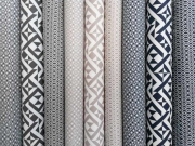 Stretchiger BW-Stoff Labyrinth-Muster, beige