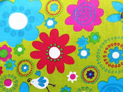 Baumwolle Grosse Blumen, limette/bunt