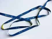 Webband Handmade - Blattwerk, mittelblau