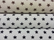 Frottee Stoff braune Sterne auf creme