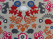 Hasen, V�gel und Blumen-beige