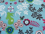 Hasen, V�gel und Blumen-hellblau