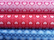 Baumwollstoff rosa Herzen, rot