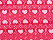 Baumwollstoff rosa Herzen, rot