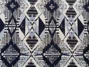 Jacquard Ethnomuster- blau/grau/cremeweiss