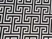 Doubleface Jacquard Labyrinth - schwarz weiss