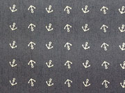 Stretchjeansstoff wei�e Anker, dunkelblau