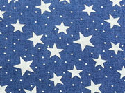 Stretchiger Jeansstoff  Sterne&Punkte, mittelblau