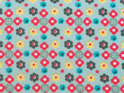 Jersey Bl�mchen, bunt auf hellgr�n