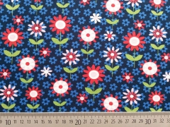 Jersey Blumen & Bl�mchen, dunkelblau/rot