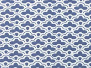 Jersey F�cher Muster, jeansblau/weiss