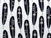 Restst�ck 49cm Jersey Federn, schwarz auf weiss