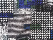 Viskosejersey Pepita Patchwork Look, blau schwarz