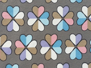 RESTST�CK 96 cm Jersey Geo-Flower Kleeblatt - grau