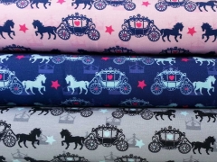 Jersey Pferd mit Kutsche & Sternen, rosa