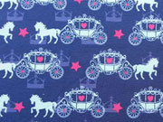 Jersey Pferd mit Kutsche & Sternen, mittelblau