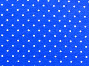 Jersey Mini Punkte, weiss auf royalblau