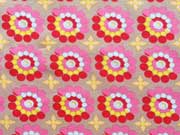 RESTST�CK 97 cm Jersey Retroblumen - pink rot beige