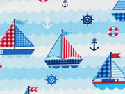 Jersey Segelboote & maritime Muster, rot dunkelblau hellblau