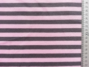 Streifenjersey 1 cm - grau/rosa