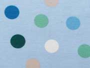 Jersey bunte Punkte 1,5 cm - hellblau
