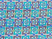 RESTST�CK 75 CM Baumwollstoff Kreuzblume Punkte - petrol braun beige