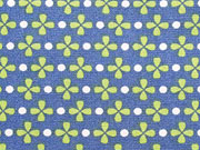 Baumwolle Kreuzbl�mchen, hellgr�n auf petrol