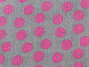 Lovel Grey - Kringelblumen pink auf grau