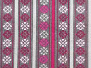 Baumwollstoff Bord�re & Streifen Lovely Grey, pink rot auf grau