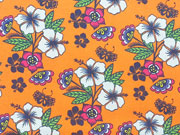 Baumwollstoff Hibiskusbl�ten Hamburger Liebe, orange