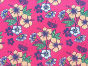 Baumwollstoff Hibiskusbl�ten Hamburger Liebe, pink