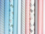 Popelin Mini Mini Ornamente - eisblau / weiss