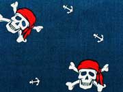 Baumwolle (Popelin) Totenk�pfe und Anker - dunkelblau