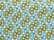 Baumwollstoff kleine Halbkreise Mandala, wei� hellblau hellgr�n