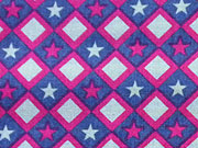 Baumwollstoff Sterne Quadrate, beere grau dunkelblau