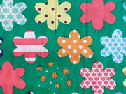 Popelin Retroblumen im Patchwork Stil