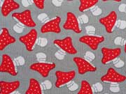 RESTST�CK 83 cm Feincord rote Pilze Stenzo, grau